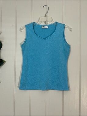 Erena Aqua Blue Tank Top V-neck Blouse 
Ladies Medium 8 - 10
Pit to Pit 18”
Leng